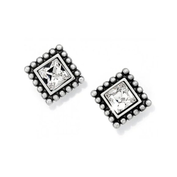 Brighton Twinkle Sparkle Square Mini Post Earrings | Silver-Plated | EUC - Picture 1 of 4